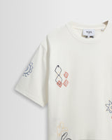 wax london men's Milton - Ecru Sun Doodle Organic Cotton Graphic T-Shirt