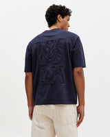 wax london men's Milton - Navy Varsity Applique Graphic T-Shirt