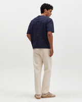 wax london men's Milton - Navy Varsity Applique Graphic T-Shirt
