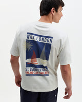 wax london men's Milton - Off White Embroidered Sailing Graphic T-Shirt