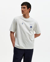wax london men's Milton - Off White Embroidered Sailing Graphic T-Shirt