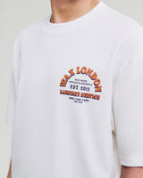 wax london men's Milton - Off White Organic Cotton Laundry Graphic T-Shirt