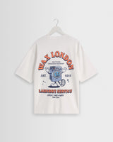 wax london men's Milton - Off White Organic Cotton Laundry Graphic T-Shirt
