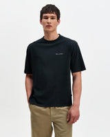 wax london men's Milton - Washed Black Organic Cotton Cove Graphic T-Shirt