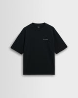 wax london men's Milton - Washed Black Organic Cotton Cove Graphic T-Shirt