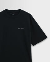 wax london men's Milton - Washed Black Organic Cotton Cove Graphic T-Shirt