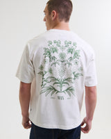 wax london men's Milton - White And Green Botanical Graphic Cotton T-Shirt