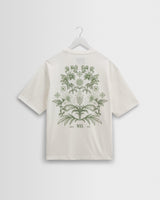 wax london men's Milton - White And Green Botanical Graphic Cotton T-Shirt
