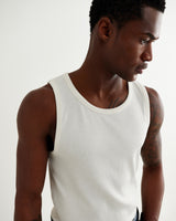 wax london men's Montague - White Ribbed Organic Cotton Vest