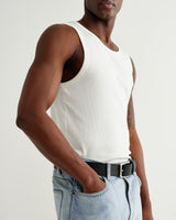 wax london men's Montague - White Ribbed Organic Cotton Vest