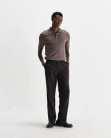 wax london men's Naples - Brown Marl Worsted Wool Knitted Polo