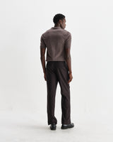 wax london men's Naples - Brown Marl Worsted Wool Knitted Polo