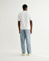 wax london men's Naples - Ecru Retro Diamond Knitted Polo