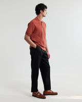 wax london men's Naples - Rust Retro Diamond Knitted Polo