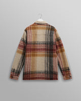 wax london men's Nolan - Natural And Multicolour Check Wool Overshirt