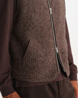 wax london men's OSSIAN GILET BOBBLE WOOL DUSTY BROWN