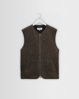 wax london men's OSSIAN GILET BOBBLE WOOL DUSTY BROWN