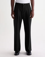 wax london men's Piper - Black Wool Blend Twill Trouser