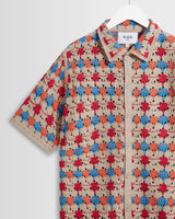 wax london men's Porto - Multicolour Splash Crochet Shirt