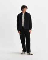 wax london men's Romer - Black Heavy Crinkle Cotton Overshirt