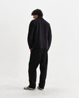 wax london men's Romer - Black Heavy Crinkle Cotton Overshirt
