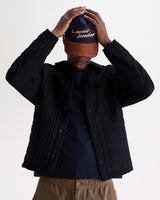 wax london men's Romer - Navy Quilted Check Overshirt