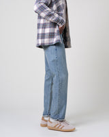 wax london men's Russell - Blue Wash Selvedge Straight Fit Denim Jeans