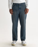 wax london men's Russell - Mid Blue Faded Vintage Straight Fit Denim Jeans