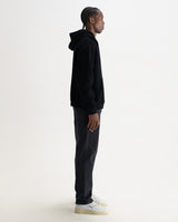 wax london men's Rydal - Black Brushed Loopback Cotton Hoodie