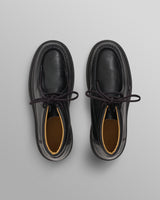 wax london men's S.T. Valentin - Black Grain Leather Chunky Deck Boot