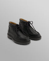 wax london men's S.T. Valentin - Black Grain Leather Chunky Deck Boot
