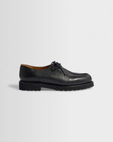 wax london men's S.T. Valentin - Black Grained Italian Leather Deck Shoes