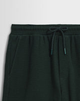 wax london men's Sam - Bottle Green Textured Waffle Shorts