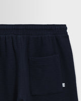 wax london men's Sam - Navy Textured Waffle Shorts