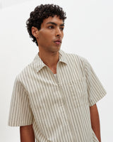 wax london men's Sears - Natural And Navy Stripe Seersucker Zip Short-Sleeve Shirt