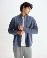 wax london men's Shelly - Blue Seersucker Corduroy Shirt