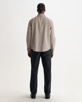 wax london men's Shelly - Ecru And Red Check Dobby Cotton Shirt