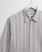 wax london men's Shelly - Light Blue Dobby Stripe Cotton Shirt
