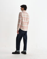 wax london men's Shelly - Rust And Multicolour Seersucker Flannel Shirt