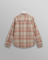 wax london men's Shelly - Rust And Multicolour Seersucker Flannel Shirt