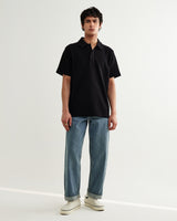 wax london men's Shore - Black Textured Short-Sleeve Polo Shirt