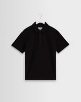 wax london men's Shore - Black Textured Short-Sleeve Polo Shirt
