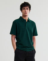 wax london men's Shore - Bottle Green Textured Short-Sleeve Polo Shirt