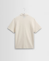 wax london men's Shore - Ecru Textured Organic Cotton Polo Shirt