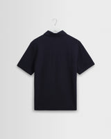 wax london men's Shore - Navy Textured Organic Cotton Polo Shirt
