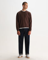 wax london men's Sidney - Washed Brown Loopback Cotton Sweatshirt