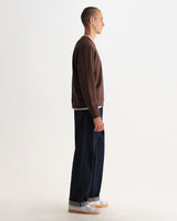 wax london men's Sidney - Washed Brown Loopback Cotton Sweatshirt