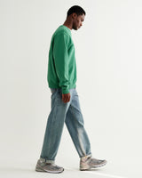 wax london men's Sidney - Washed Green Embroidered Loopback Cotton Sweatshirt