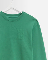 wax london men's Sidney - Washed Green Embroidered Loopback Cotton Sweatshirt
