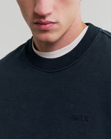 wax london men's Sidney - Washed Navy Loopback Cotton Sweatshirt